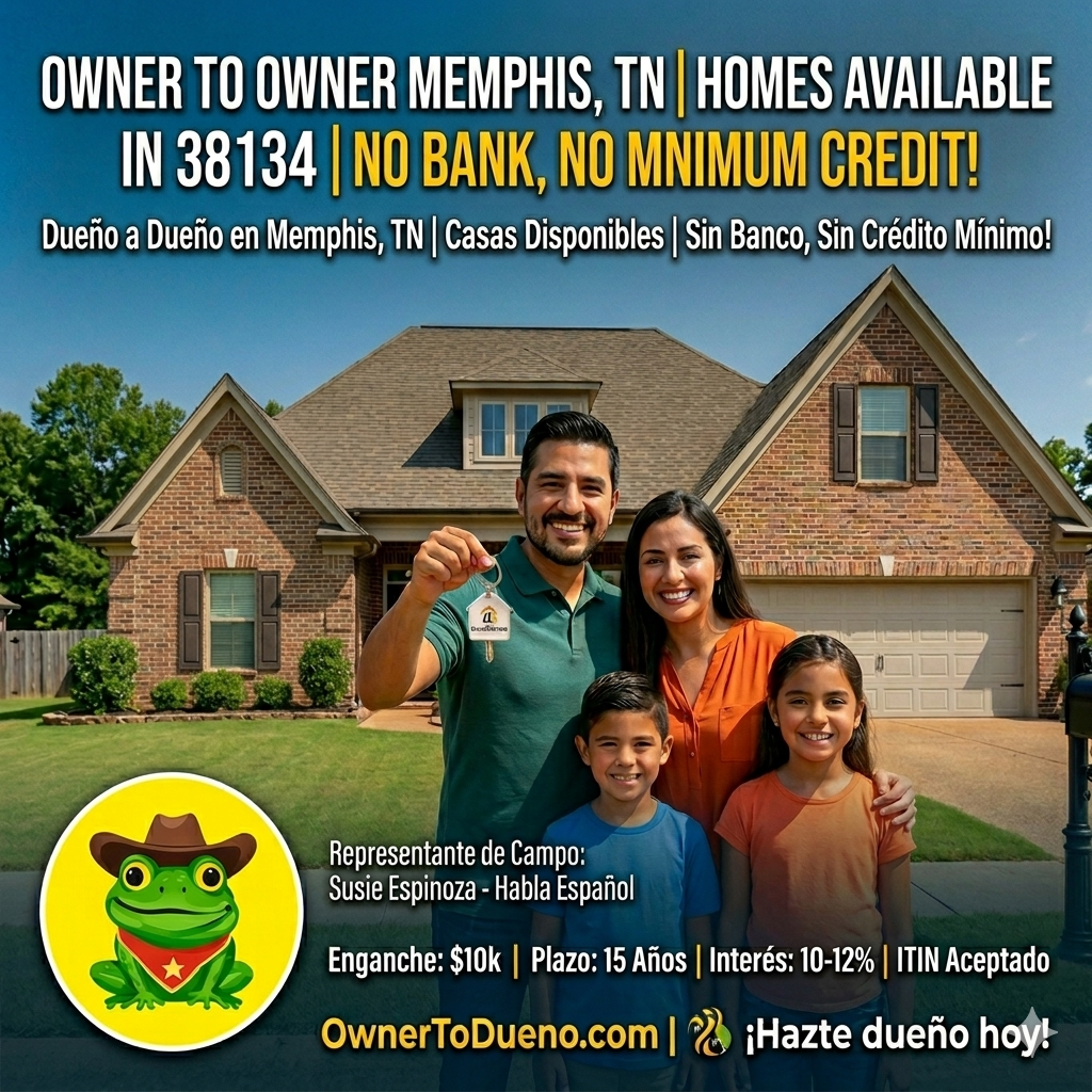 Owner-to-Owner Homes in Memphis, TN — Available Homes in 38134 With No Bank, No Minimum Credit Requirement